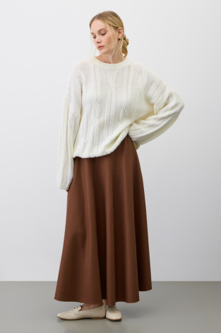 Юбки женские для мам, артикул: ЕТ 70005, цвет: коричневый